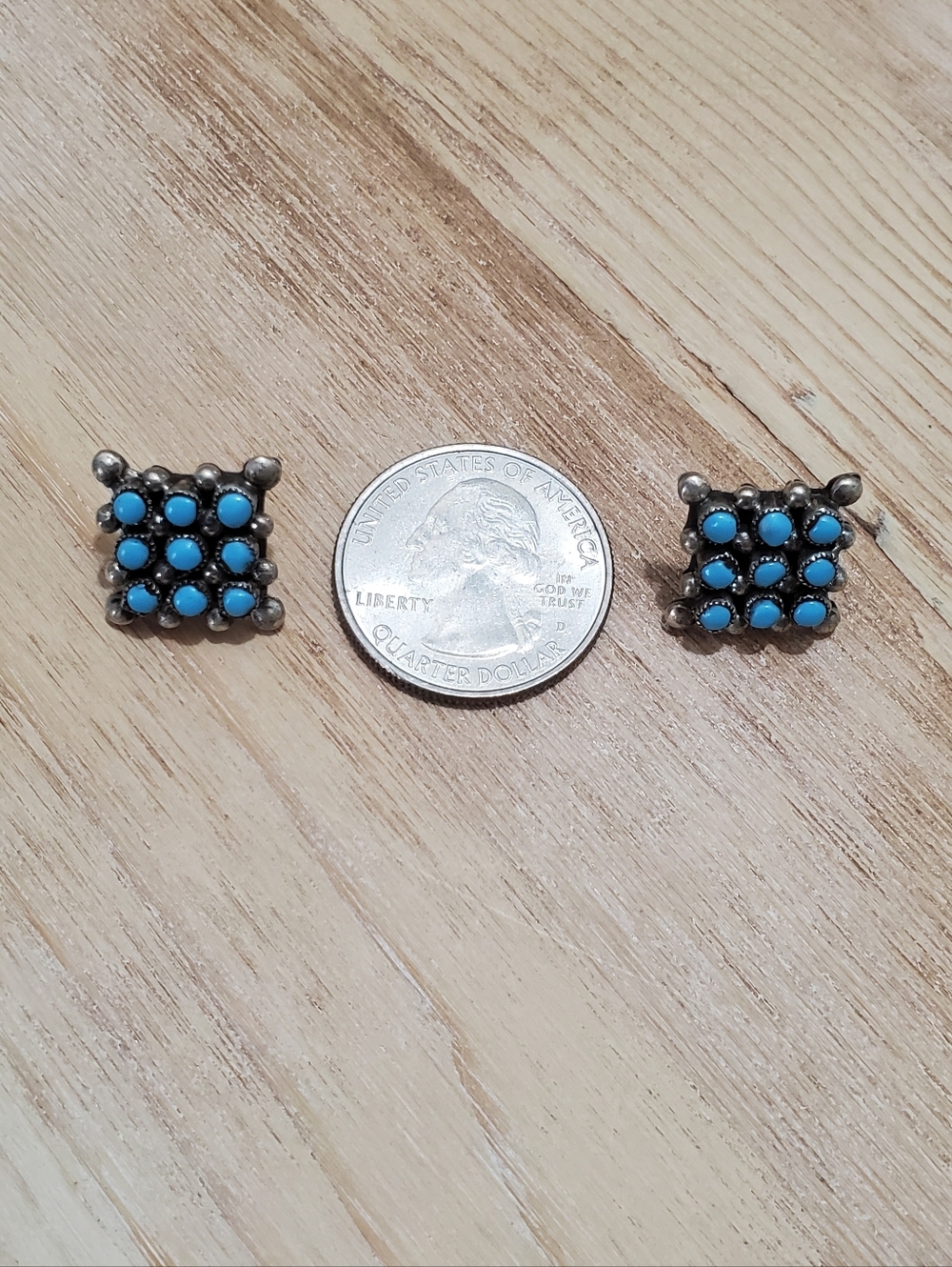 Needlepoint Turquoise Set - Navajo Made - Picture 8 of 13